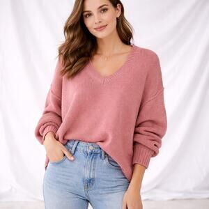 Free People SZ S Brookside Tunic Sweater Alpine Rose Oversized OB1153857 $128